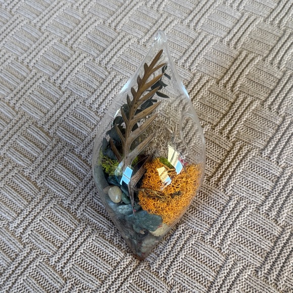 Glass Teardrop Hanging Terrarium with Red, Yellow, and Green Moss - Picture 5 of 10